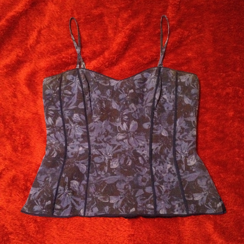 White House Black Market Blue Floral Bustier Cami
